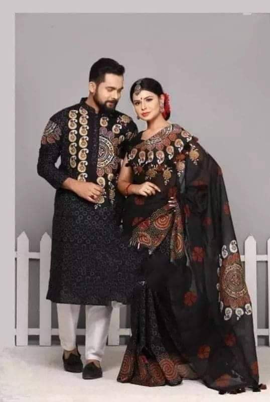 Dhupian Saree + Punjabi(Couple set)